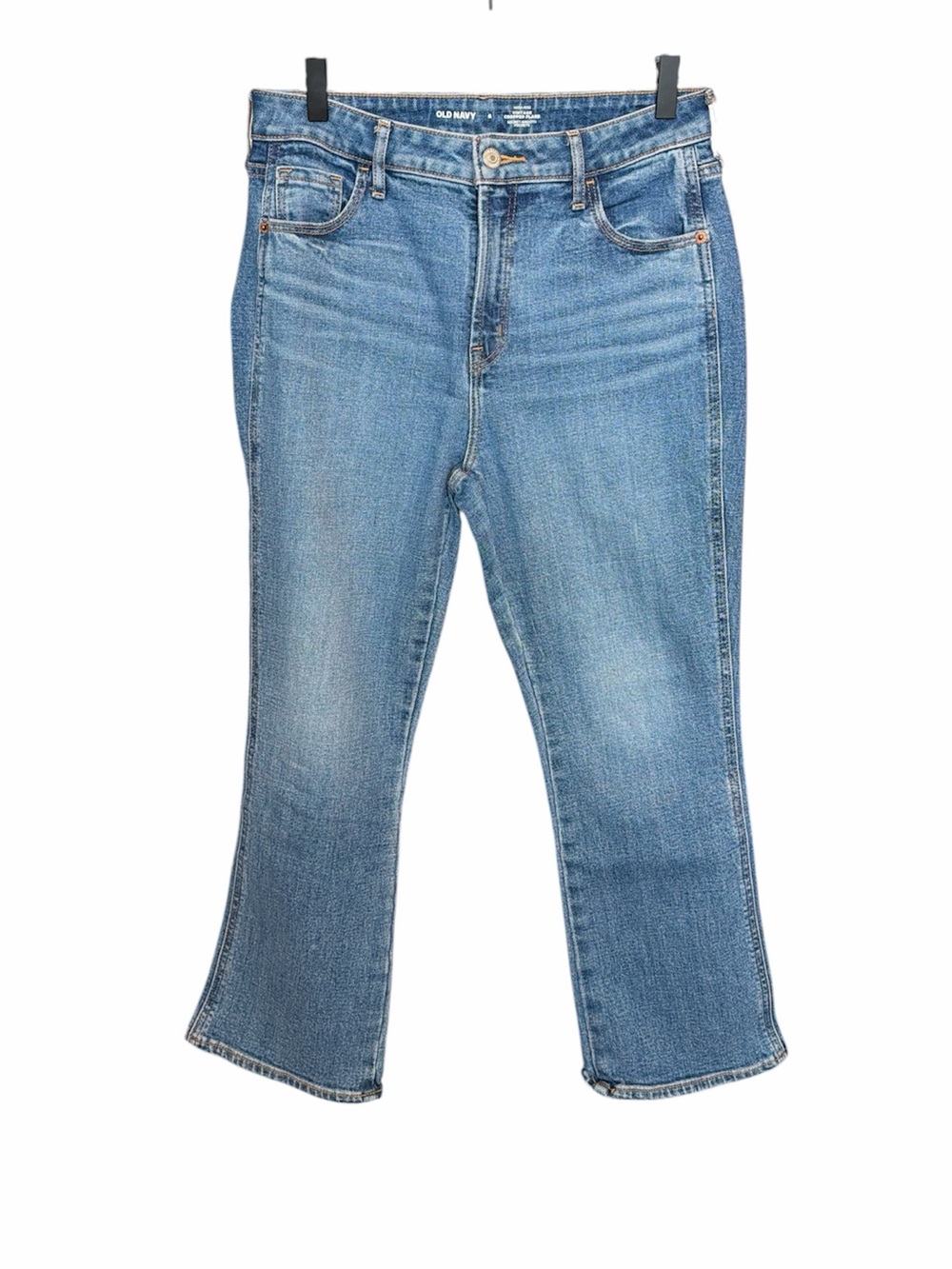 Old Navy‎ high rise vintage cropped flare jeans size 6 medium wash stretch denim